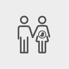 Image showing Husband with pregnant wife thin line icon