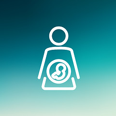 Image showing Baby fetus in mother womb thin line icon