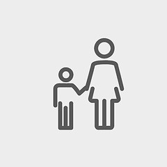 Image showing Mother and child thin line icon