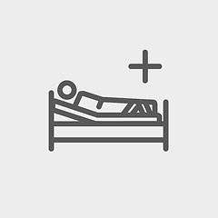 Image showing Patient is lying on medical bed thin line icon