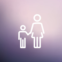 Image showing Mother and child thin line icon