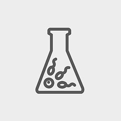 Image showing Chemical bottle with virus bacteria thin line icon