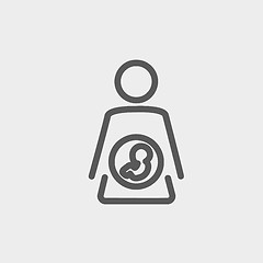 Image showing Baby fetus in mother womb thin line icon