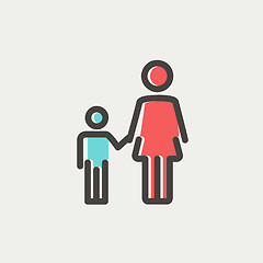 Image showing Mother and child thin line icon