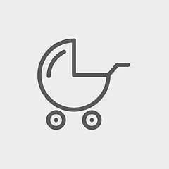 Image showing Baby stroller thin line icon