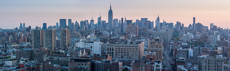 Image showing USA, NEW YORK CITY - April 28, 2012. New York City Manhattan skyline aerial view with street and skyscrapers 