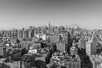 Image showing USA, NEW YORK CITY - April 27, 2012 New York City Manhattan skyline aerial view with skyscrapers.  colorless photo 