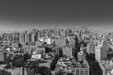 Image showing USA, NEW YORK CITY - April 27, 2012 New York City Manhattan skyline aerial view with skyscrapers.  colorless photo 