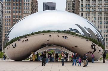 Image showing Cloud Gate and Chicago skyline. November 5, 2008 in  Illinois.