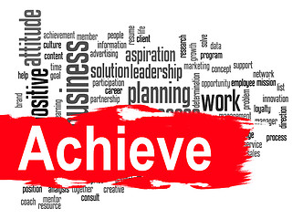 Image showing Achieve word cloud with red banner