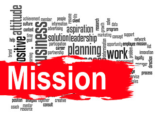 Image showing Mission word cloud with red banner