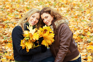Image showing outdoor portrait of two young women