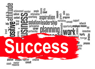 Image showing Success word cloud with red banner