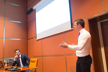 Image showing Speaker giving talk at Business Conference.