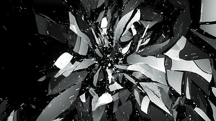 Image showing Shattered glass on black with motion blur