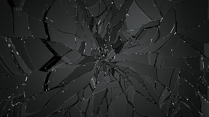 Image showing Demolished or cracked glass on black