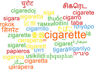 Image showing Cigarette multilanguage wordcloud background concept