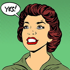 Image showing Black woman says Yes pop art comics retro style Halftone 