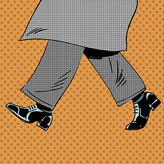 Image showing Male feet are shoes wind coat pop art comics retro style Halfton