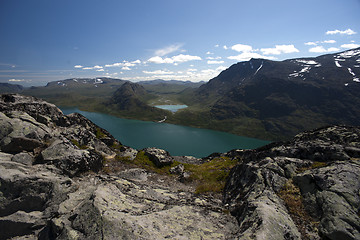 Image showing Besseggen Ridge in Jotunheimen National Park, Norway