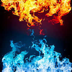Image showing Red and blue fire on balck background