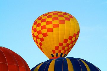 Image showing Hot air balloons rising