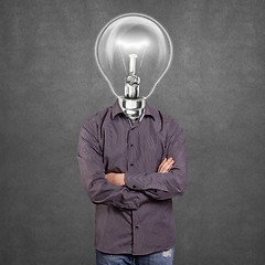 Image showing Lamp Head Man With Folded Hands