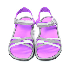 Image showing Pair of summer sandals. Front view. 