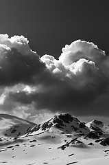 Image showing Black and white snow mountains