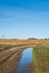 Image showing Dirt track with water