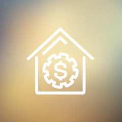 Image showing House online payment thin line icon