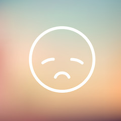 Image showing Sad face thin line icon