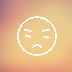 Image showing Unhappy face thin line icon