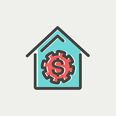 Image showing House online payment thin line icon