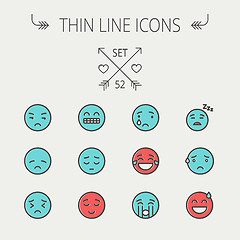 Image showing Emoji thin line icon set