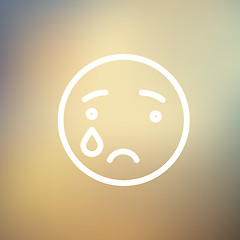 Image showing Crying thin line icon