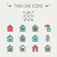 Image showing Real Estate thin line icon set