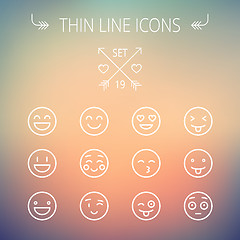 Image showing Emoji thin line icon set