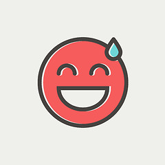 Image showing Happy sweat face thin line icon