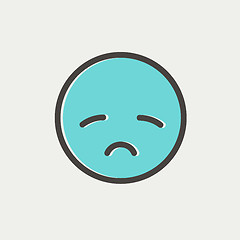 Image showing Sad face thin line icon