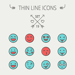 Image showing Emoji thin line icon set