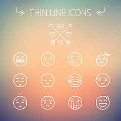 Image showing Emoji thin line icon set