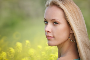 Image showing Beautiful woman over nature background