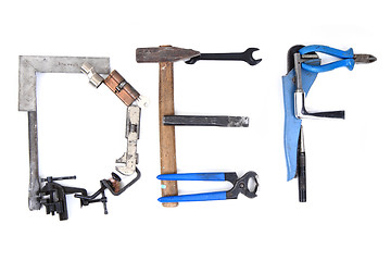 Image showing tool mechanical as alphabet isolated 