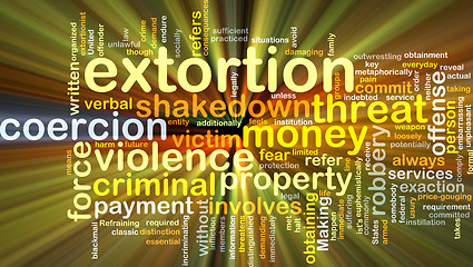 Image showing Extortion background concept glowing