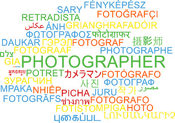 Image showing Photographer multilanguage wordcloud background concept