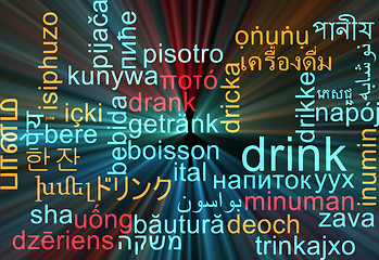 Image showing Drink multilanguage wordcloud background concept glowing