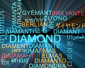 Image showing Diamond multilanguage wordcloud background concept glowing