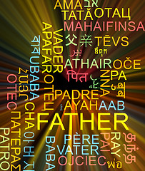 Image showing Father multilanguage wordcloud background concept glowing