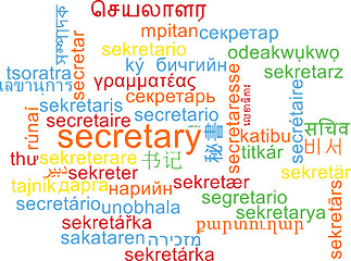 Image showing Secretary multilanguage wordcloud background concept